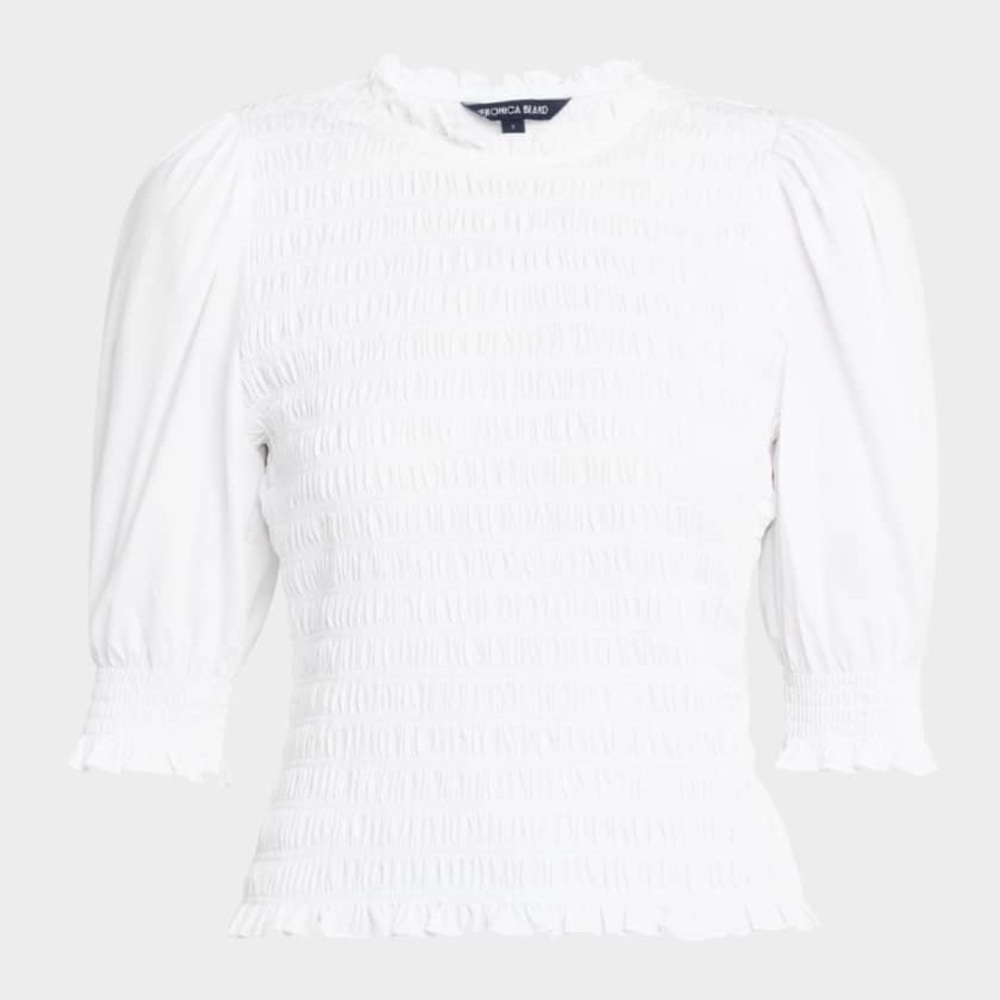 Veronica Beard Langston Smocked Top - Picture 5 of 7